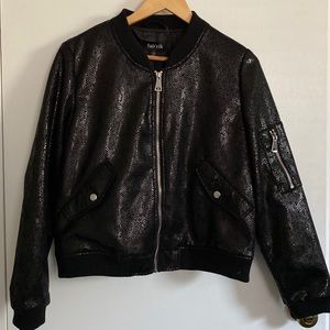 Faux Reptile Bomber Jacket